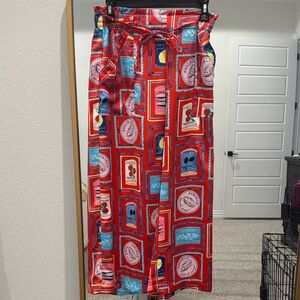 LOFT Red and Blue Graphic Pants